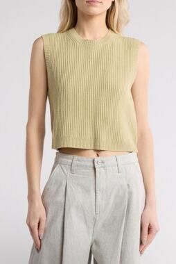TWP Sweater Vest 100% Cashmere Crewneck Sleeveless Dark Tan Yellow